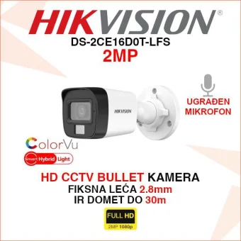 DS-2CE16D0T-LFS HIKVISION 2MP SMART HYBRID LIGHT BULLET CCTV KAMERA