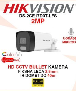 DS-2CE17D0T-LFS HIKVISION 2MP SMART HYBRID LIGHT BULLET CCTV KAMERA