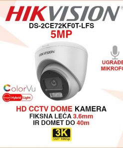 DS-2CE72KF0T-LFS HIKVISION 3K SMART HYBRID LIGHT DOME CCTV KAMERA