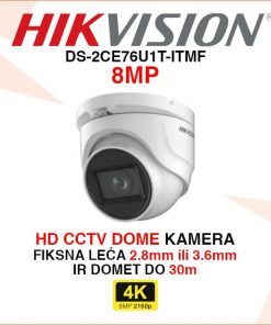 HIKVISION 4K DOME ANALOGNA EXIR 2.0 KAMERA DS-2CE76U1T-ITMF