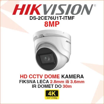HIKVISION 4K DOME ANALOGNA EXIR 2.0 KAMERA DS-2CE76U1T-ITMF