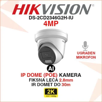 HIKVISION 4MP ACUSENSE IP POE KAMERA DS-2CD2346G2H-IU