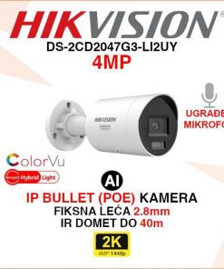 HIKVISION 4MP AI IP POE SMART HYBRID LIGHT KAMERA DS-2CD2047G3-LI2UY