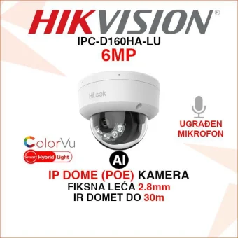 HIKVISION 6MP SMART HYBRID LIGHT AI IP DOME KAMERA IPC-D160HA-LU