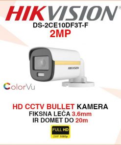 HIKVISION COLORVU 2MP BULLET KAMERA ZA VIDEO NADZOR DS-2CE10DF3T-F