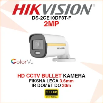 HIKVISION COLORVU 2MP BULLET KAMERA ZA VIDEO NADZOR DS-2CE10DF3T-F
