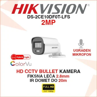 HIKVISION FULL HD SMART HYBRID LIGHT COLORVU KAMERA DS-2CE10DF0T-LFS