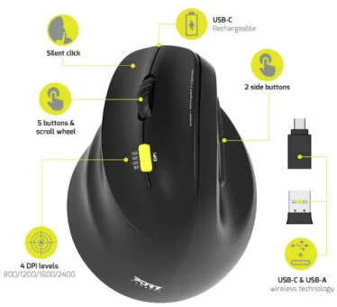 Port miš 2.4 GHz BT erg. punjivi za ljevake