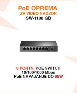 SW-1108 GB 8 PORTNI GIGABITNI POE SWITCH ZA VIDEO NADZOR