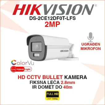 DS-2CE12DF0T-LFS HIKVISION 2MP COLORVU SMART HYBRID LIGHT CCTV KAMERA