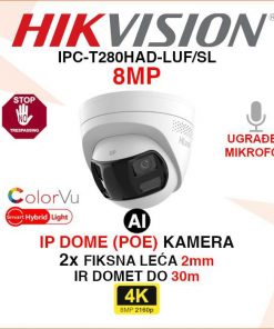 IPC-T280HAD-LUF/SL HIKVISION 4K SMART HYBRID LIGHT KAMERA SA 2 LEĆE