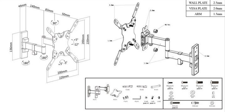 Manhattan TV nosač zidni 13"-43" do 20kg Manhattan TV nosač zidni 13"-43" do 20kg
