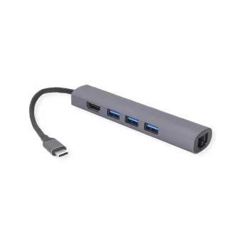Roline VALUE USB-C docking station, 4K HDMI, 3×USB 3.2 Gen 1, G-LAN