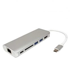 Roline USB-C docking station, 4K HDMI, 2×USB 3.0/3.2 Gen 1, 1×SD/TF čitač kartica, 1×USB-C power, 1×G-LAN