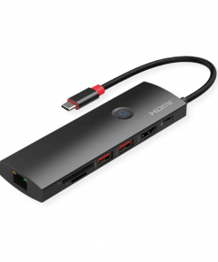 Roline USB-C multiport docking station, 1×4K HDMI, 2×USB 3.2 Gen 2, 1×USB Type C PD, 1×G-LAN, 1×SD/microSD Card Reader