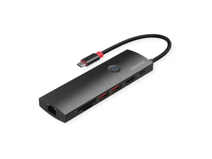 Roline USB-C multiport docking station, 1×4K HDMI, 2×USB 3.2 Gen 2, 1×USB Type C PD, 1×G-LAN, 1×SD/microSD Card Reader