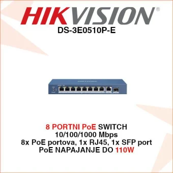 DS-3E0510P-E HIKVISION 8 PORTNI GIGABITNI POE SWITCH