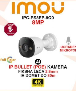 IMOU IPC-PS3EP-8Q0 PS3E 8MP IP POE BULLET KAMERA SA AKTIVNOM OBRANOM