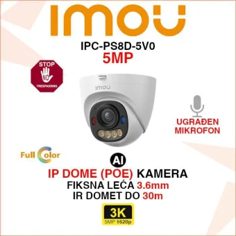 IMOU IPC-PS8D-5V0 PS8D 5MP IP POE DOME KAMERA S AKTIVNOM OBRANOM