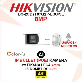 HIKVISION COLORVU IP KAMERA SA 2 LEĆE DS-2CD2T87G2P-LSU/SL