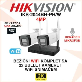 IKS-2044BH-PH/W HIKVISION 4MP BEŽIČNI WIFI SET SA 2 BULLET KAMERE