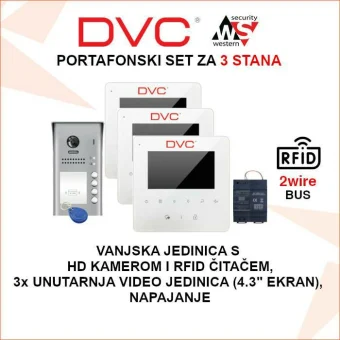 DVC PORTAFON SET ZA 3 STANA S VIDEO JEDINICOM PORTAFON-VIDEO3-SET