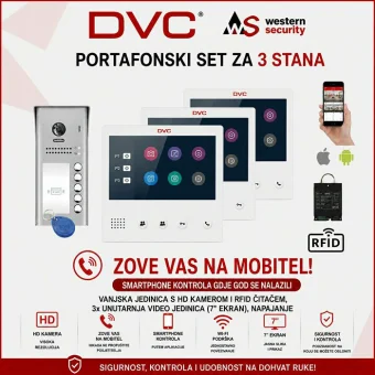 DVC PORTAFON SET ZA 3 STANA S WiFi VIDEO JEDINICOM PORTAFON-VIDEO3+SET