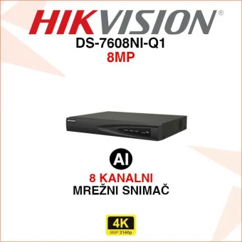 HIKVISION 8 KANALNI 4K MREŽNI VIDEO SNIMAČ DS-7608NI-Q1