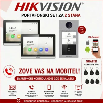 HIKVISION SET PORTAFONA ZA 2 STANA S VIDEO JEDINICOM HIK-PORTAFON2-SET