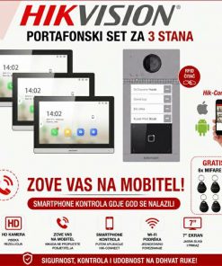HIKVISION SET PORTAFONA ZA 3 STANA S VIDEO JEDINICOM HIK-PORTAFON3-SET