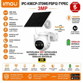 IPC-K9ECP-3T0WE/FSP12-TYPEC IMOU 3MP WIFI KAMERA I SOLARNI PANEL