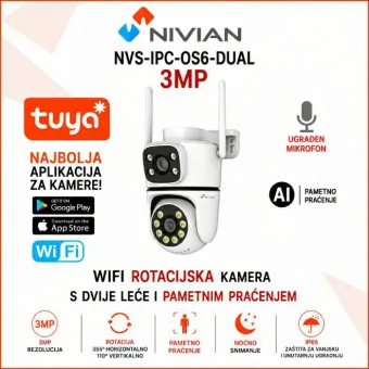 NIVIAN 2K ROTACIJSKA AI WIFI NADZORNA KAMERA NVS-IPC-0S6-DUAL