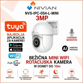 NIVIAN 3MP WIFI MINI KAMERA SA AUTO TRACKINGOM NVS-IPC-0S4-L-MINI