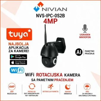 NIVIAN 4MP BEŽIČNA WIFI ROTACIJSKA SMART KAMERA NVS-IPC-0S2B