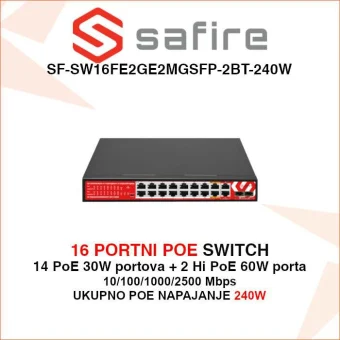 SAFIRE 16 PORTNI HI POE SWITCH SF-SW16FE2GE2MGSFP-2BT-240W