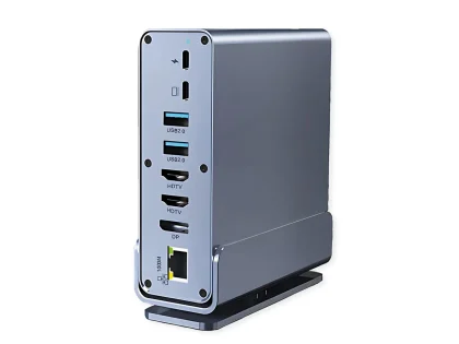 Roline VALUE Docking station USB-C, 2×HDMI/DP 4K/60, G-LAN, 3×USB-A 3.2, USB-C, 2×USB2.0, PD 100W, SD/microSD, Audio out
