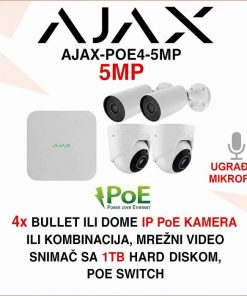AJAX 5MP IP POE SET ZA VIDEO NADZOR SA 4 KAMERE AJAX-POE4-5MP