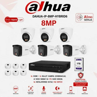 DAHUA 4K SMART HYBRID LIGHT SET SA 6 KAMERA DAHUA-IP-8MP-HYBRID6