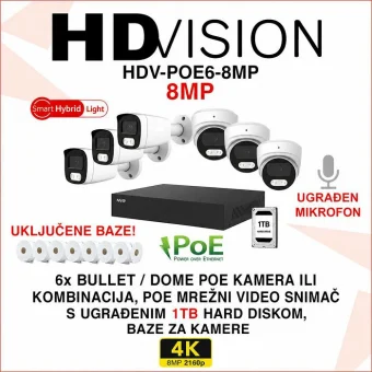 HDVISION 4K IP POE SMART HYBRID LIGHT SET SA 6 KAMERA HDV-POE6-8MP