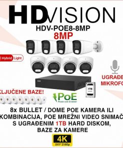 HDVISION 4K IP POE SMART HYBRID LIGHT SET SA 8 KAMERA HDV-POE8-8MP