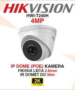HIKVISION 2K IP DOME PoE KAMERA S FIKSNOM LEĆOM 2.8mm HWI-T240H