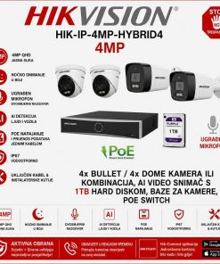 HIKVISION 2K SMART HYBRID LIGHT POE SET S 4 KAMERE HIK-IP-4MP-HYBRID4