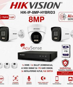 Hikvision 4K IP komplet s 3 kamere - AI PRO serija