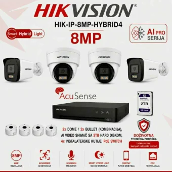 Hikvision 4K IP komplet s 4 kamere - AI PRO serija