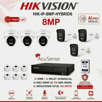 Hikvision 4K IP komplet sa 6 kamera - AI PRO serija