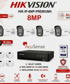 Hikvision 4K komplet s 4 kamere - AI PRO serija+50m IR domet