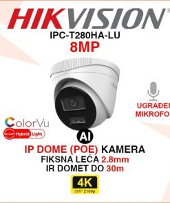 HIKVISION 4K SMART HYBRID LIGHT IP POE KAMERA IPC-T280HA-LU