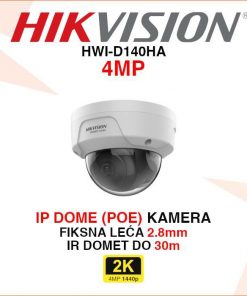 HIKVISION 4MP IP POE DOME ANTIVANDAL KAMERA HWI-D140HA