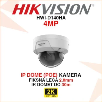HIKVISION 4MP IP POE DOME ANTIVANDAL KAMERA HWI-D140HA
