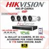 HIKVISION 4MP IP POE KOMPLET SA 4 ACUSENSE KAMERE HIK-IP-DARK4